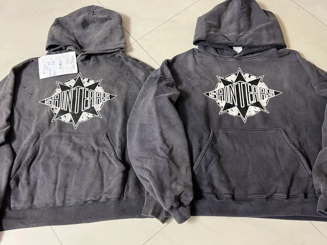 Proofing vS ZP DENIM TEARS x SAINT Mxxxxxx SAINT TEARS Hoodie/BLK Pentagram cotton ripped distressed hoodie washed black S-XL